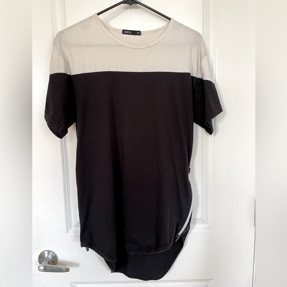 Unisex Two Toned T-Shirt w/Zipper Detail